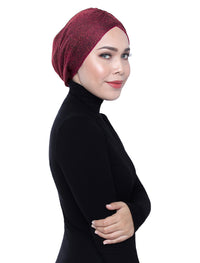Glitter Gold Knit Turban - Red