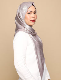 Brushed Metallic Satin Tri Scarf - Lilac