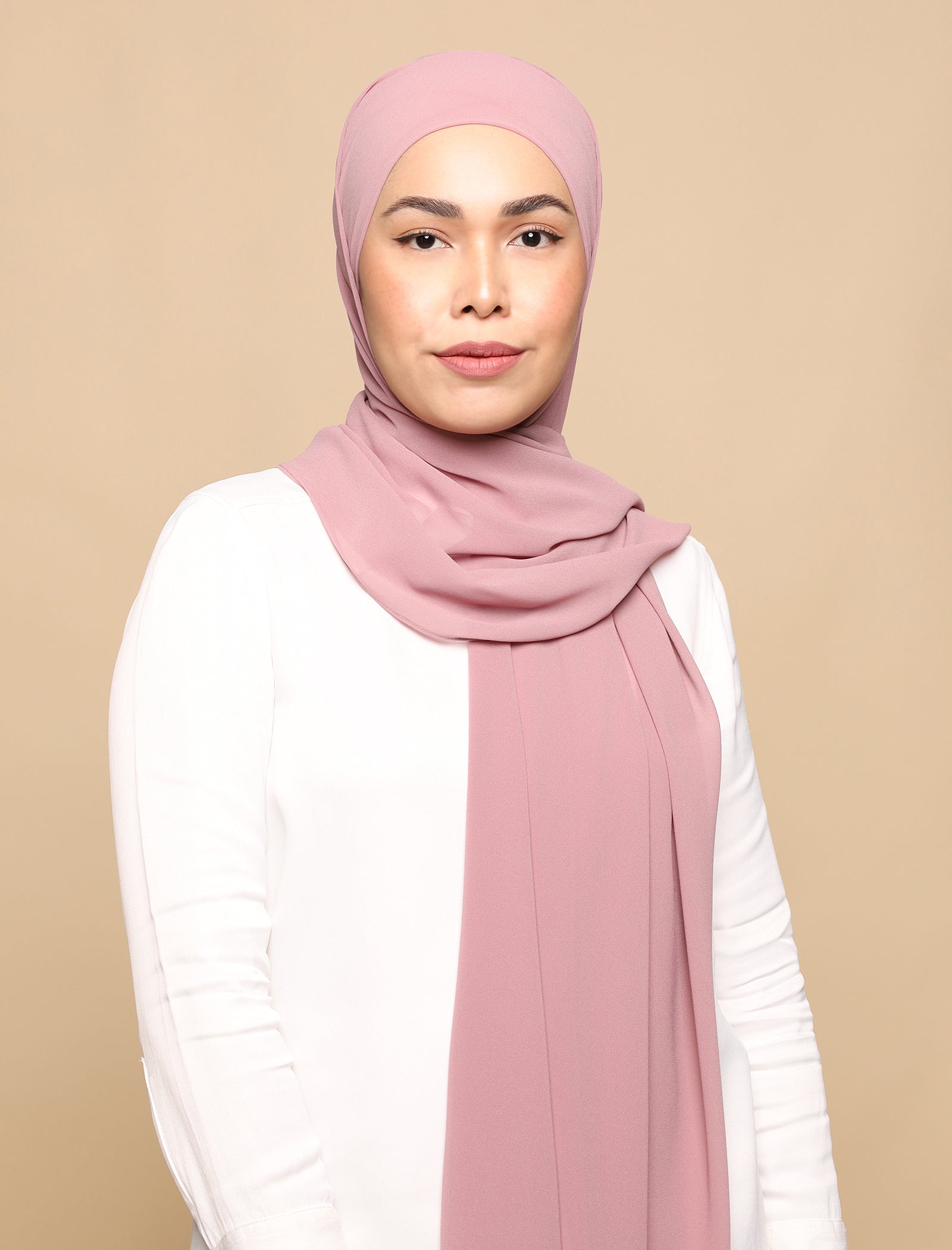 Lux Square Chiffon Shawl - Mauve