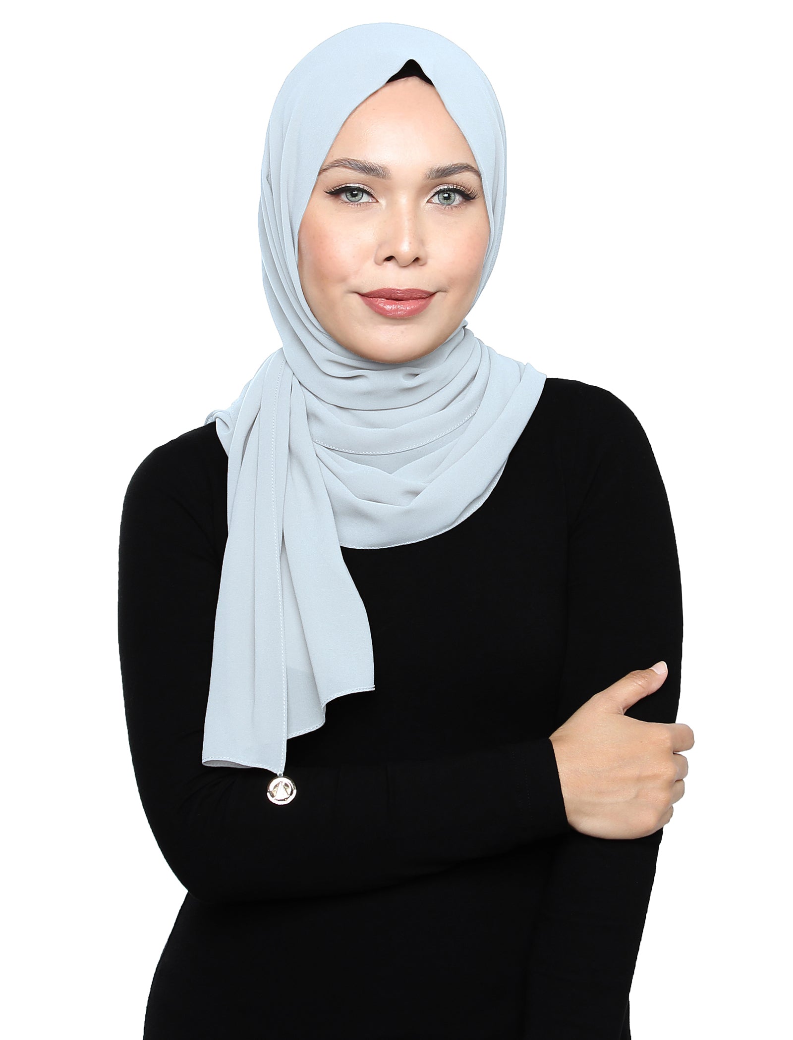 Lux Square Chiffon Shawl - Misty Grey