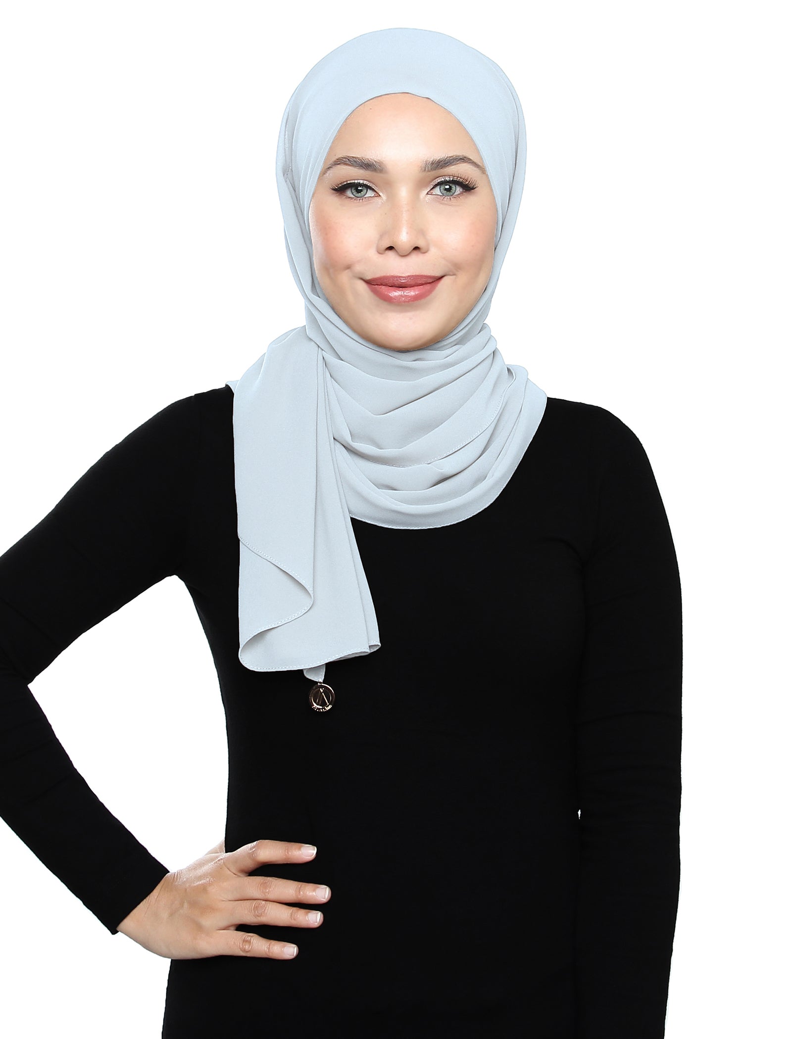 Lux Square Chiffon Shawl - Misty Grey