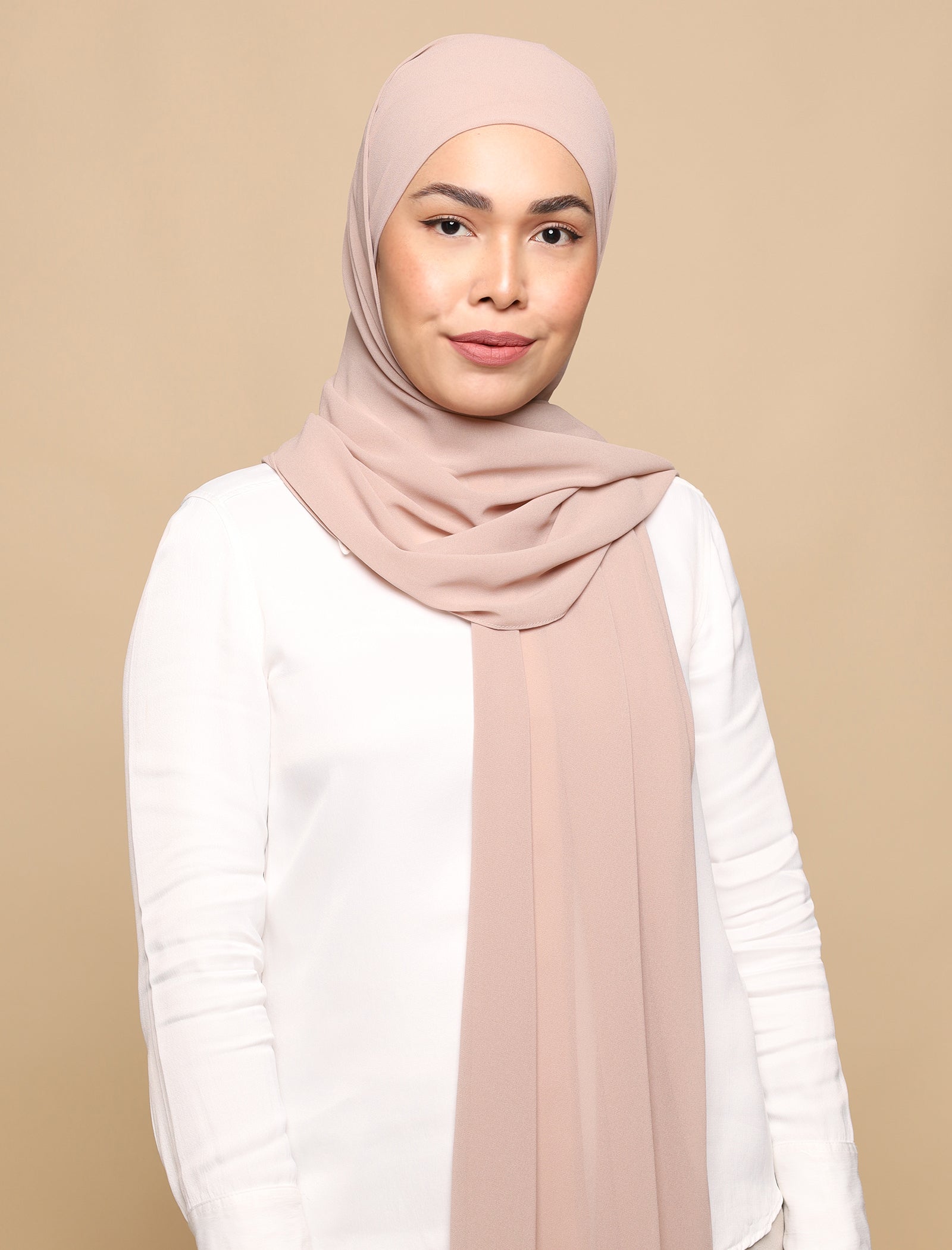 Lux Square Chiffon Shawl - Mushroom