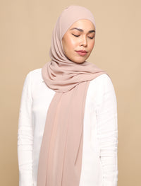 Lux Square Chiffon Shawl - Mushroom
