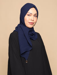 Chiffon Pleats Curve Shawl - Navy