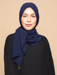 Chiffon Pleats Curve Shawl - Navy