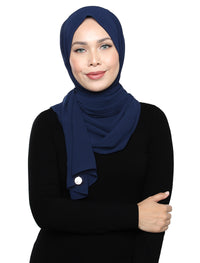 Lux Square Chiffon Shawl - Navy