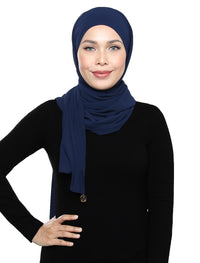 Lux Square Chiffon Shawl - Navy