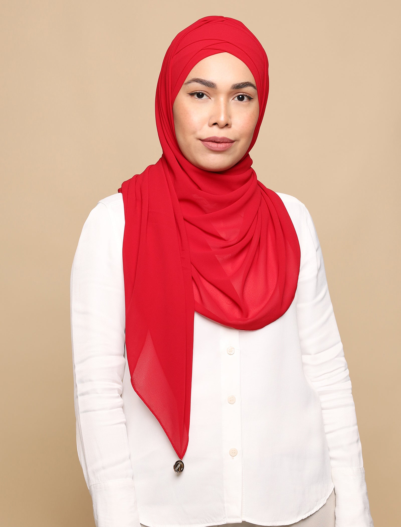 Lux Turban Chiffon Shawl - Red