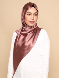 Crushed Satin Silk Tri Scarf - Rose Gold