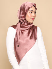 Crushed Satin Silk Tri Scarf - Rose Gold