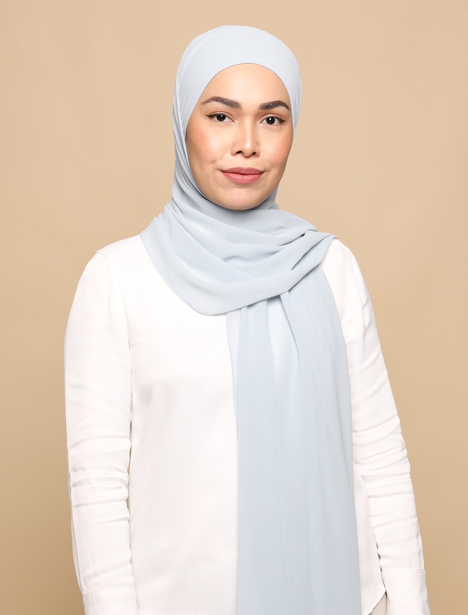 Lux Square Chiffon Shawl - Silver Grey