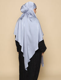 Khimar Matte Satin Silk - Silvery Blue