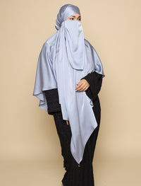 Khimar Matte Satin Silk - Silvery Blue