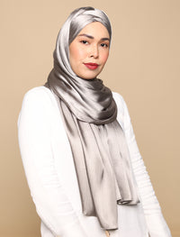 Lux Turban Crushed Satin Silk - Smoke Grey