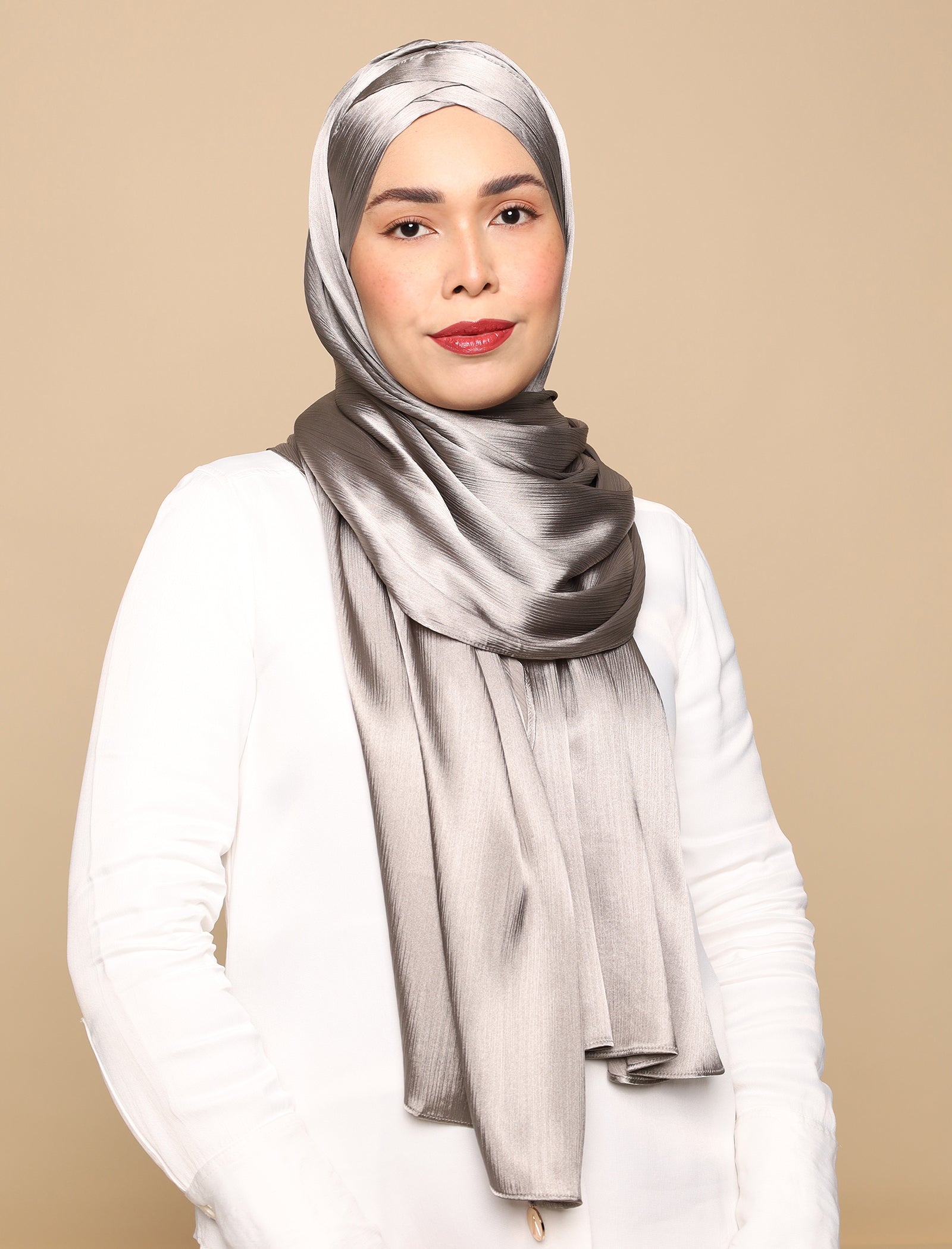 Lux Turban Crushed Satin Silk - Smoke Grey
