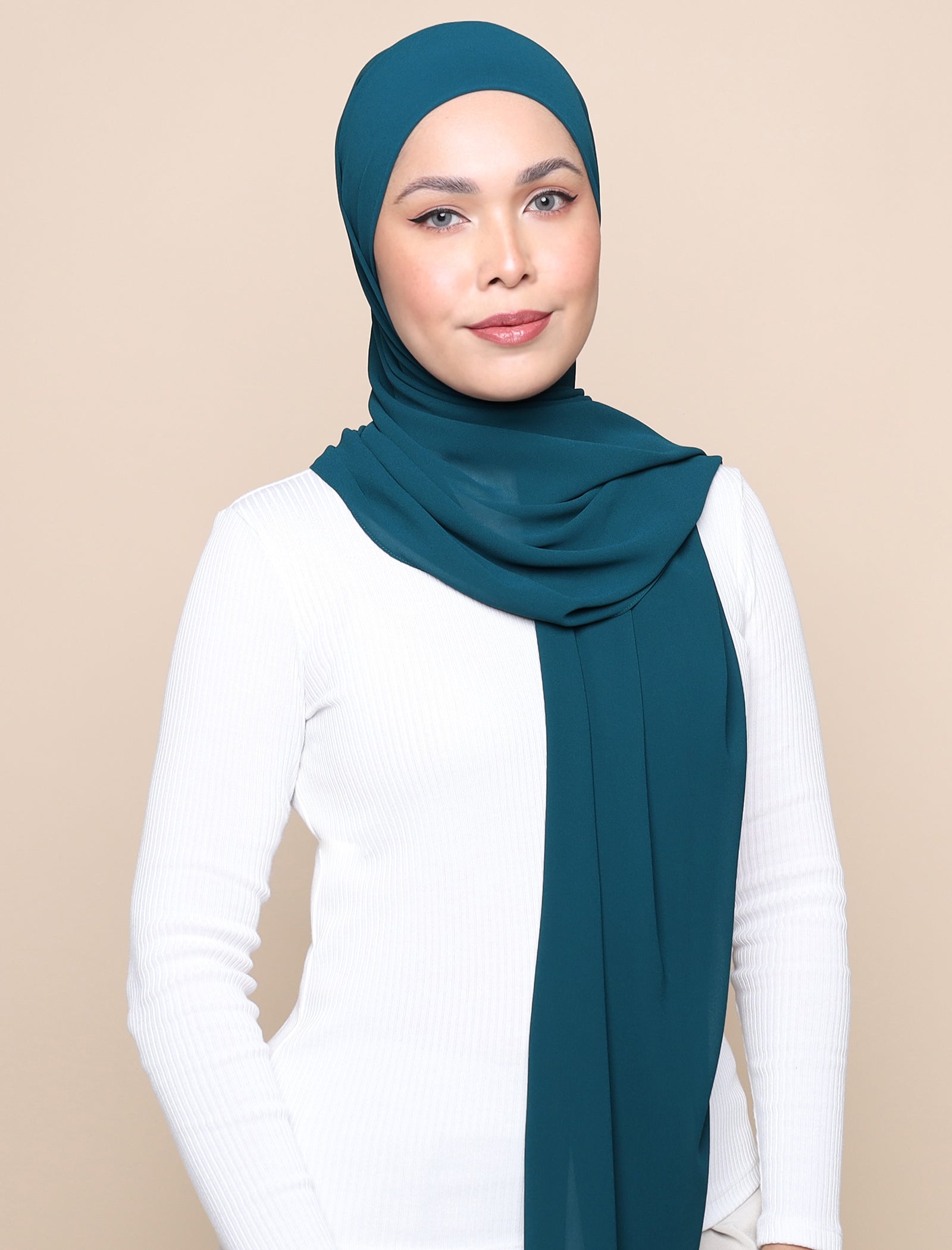 Lux Square Chiffon Shawl - Dark Teal
