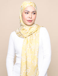 Lux Square Rose Jacquard Shawl - Sunkiss Gold