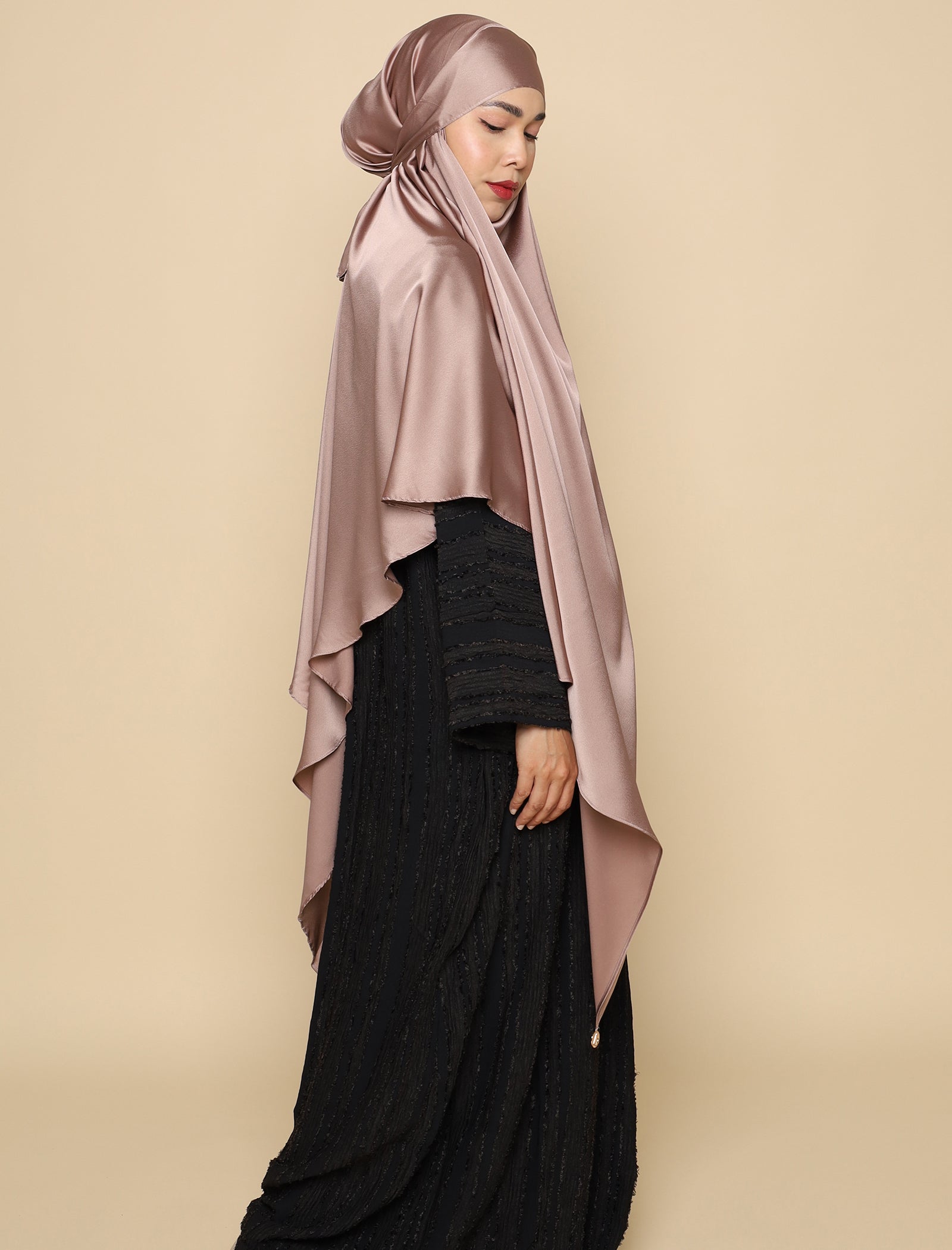 Khimar Matte Satin Silk - Tan