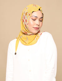Daisies Chiffon Tri Scarf - Mustard