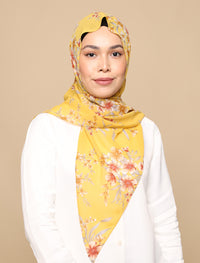 Daisies Chiffon Tri Scarf - Mustard