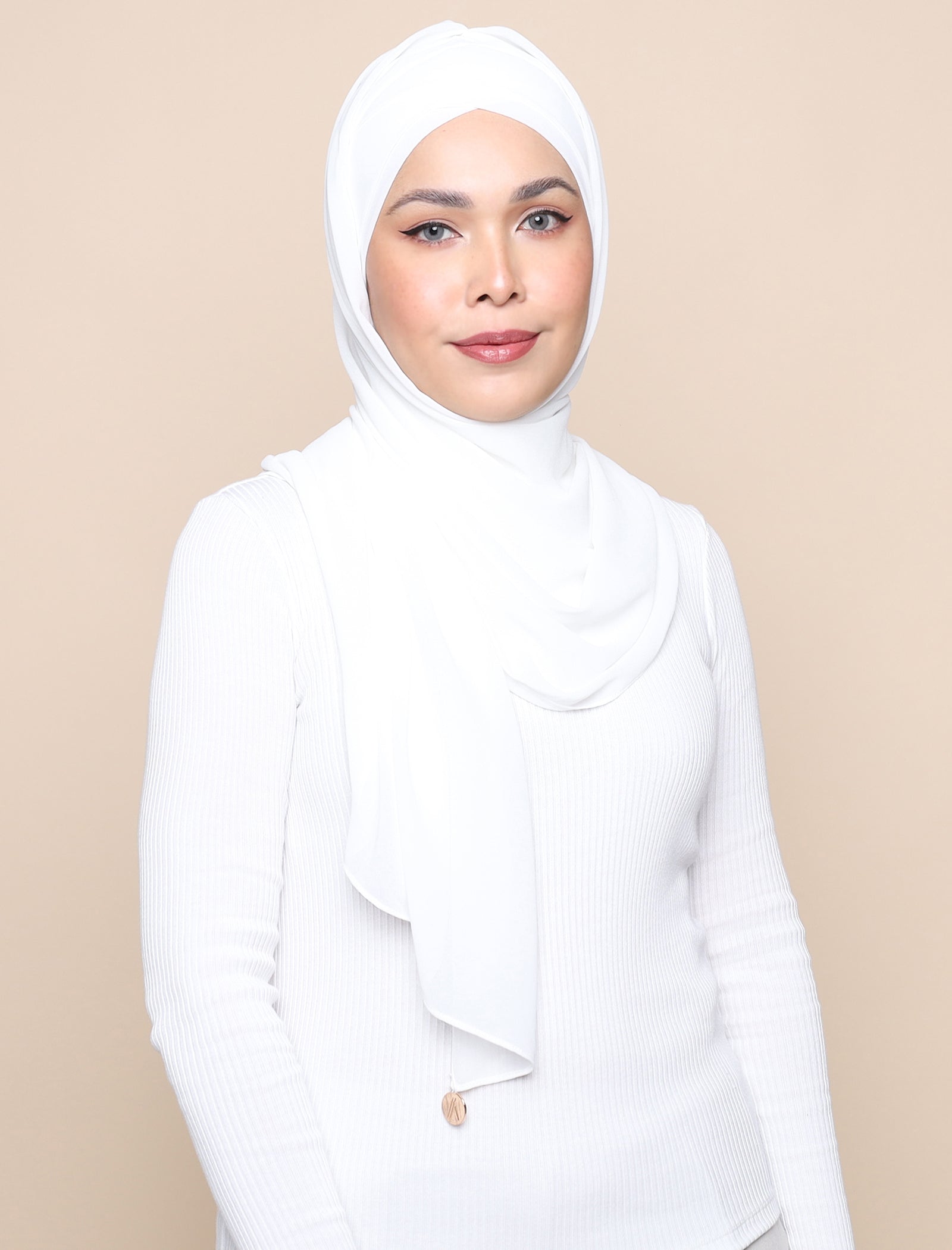 Lux Turban Chiffon Shawl - White
