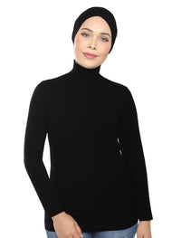 Turtleneck Basic Top - Black