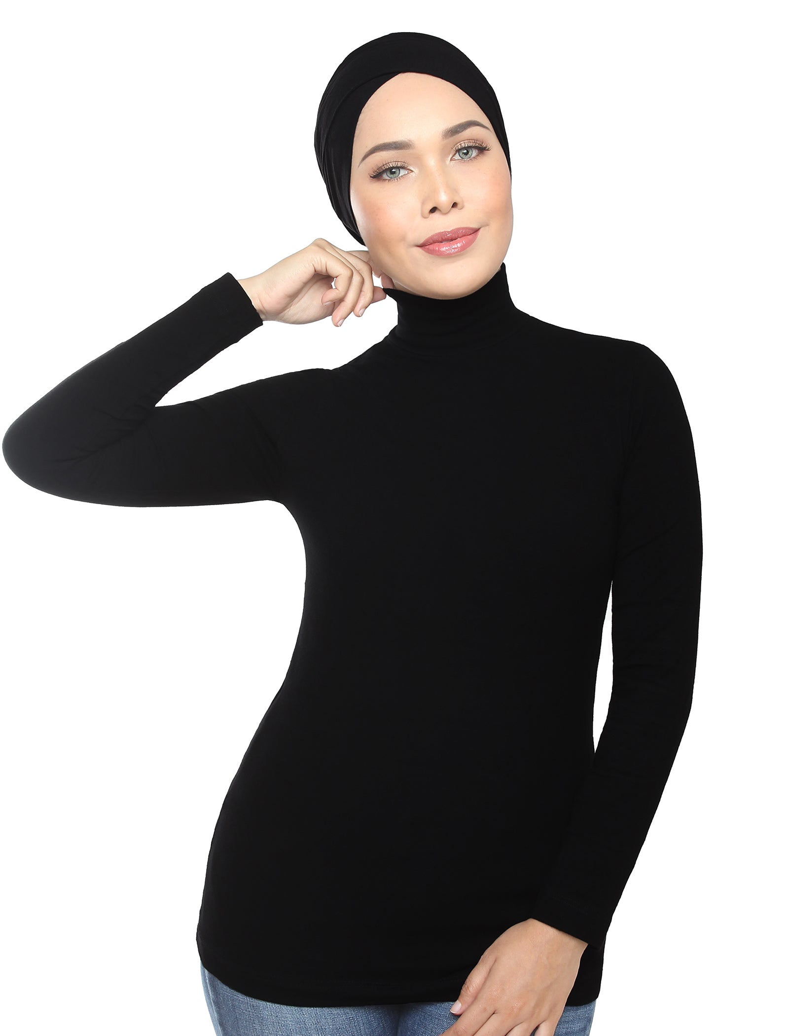 Turtleneck Basic Top - Black