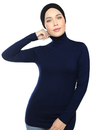 Turtleneck Basic Top - Navy