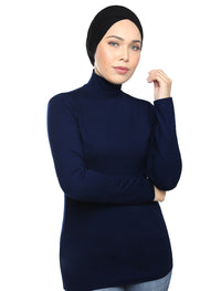 Turtleneck Basic Top - Navy