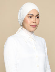 V Bonnet Soft Jersey Underscarf - White